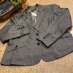 NWT Talbots Lined Blazer Gray Black White Size 18